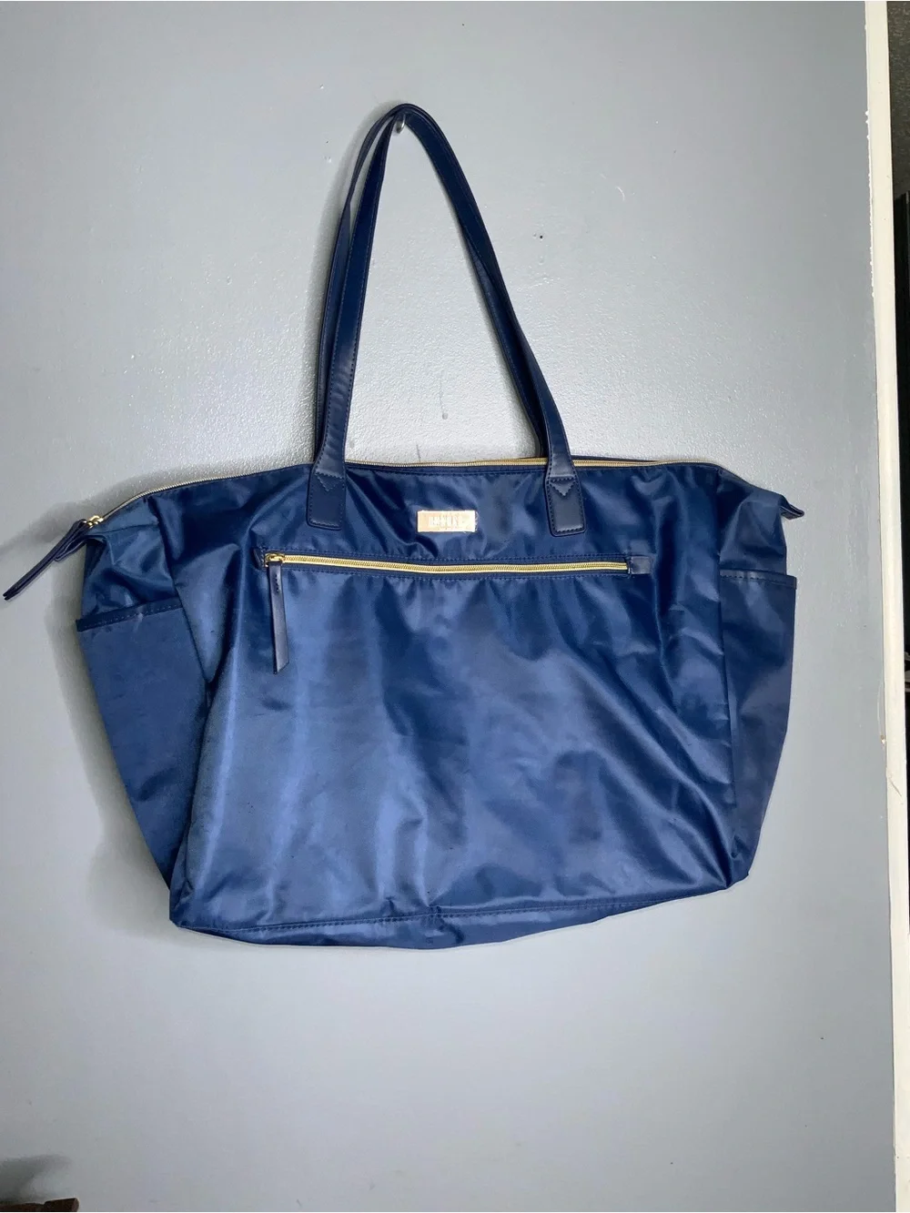 Benoss Navy Duffel Tote with Front Zip Pocket - Men Bags Duffel Bags